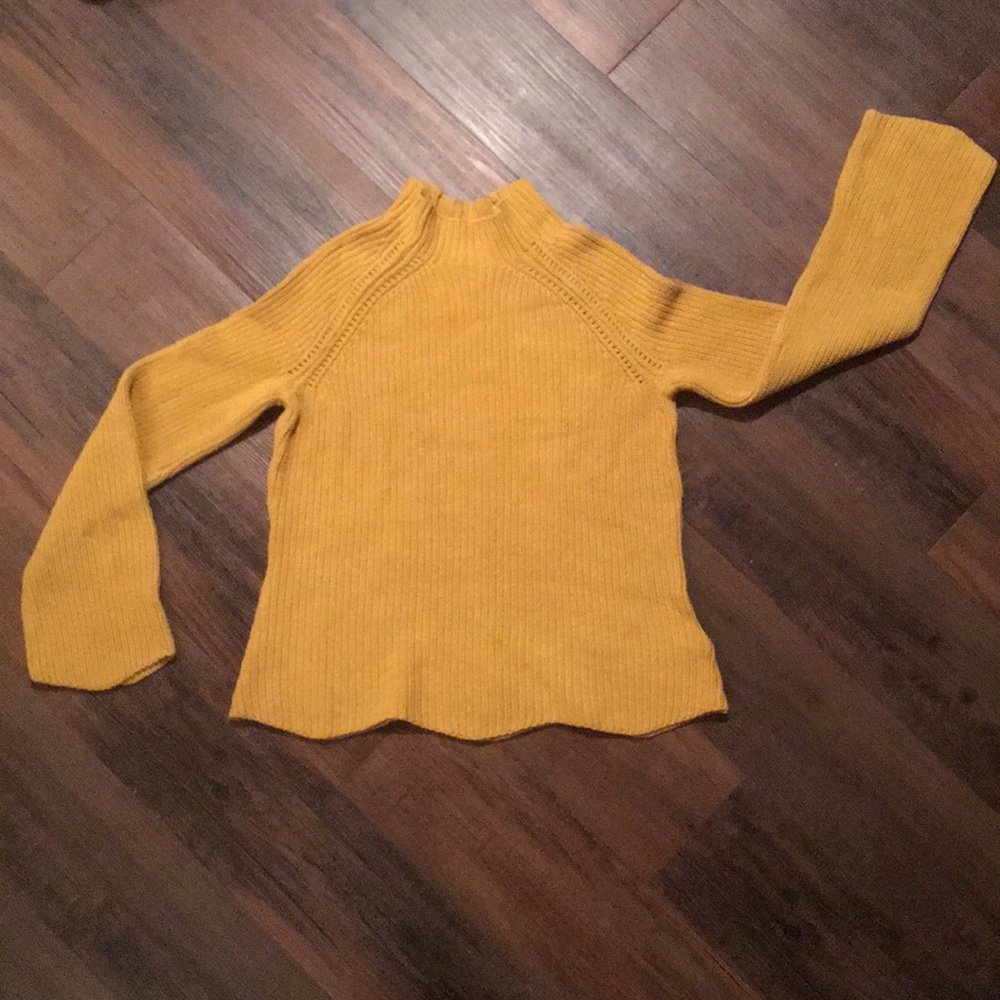 yellow turtle neck sweater